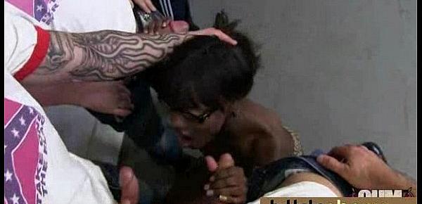  Ebony gets fucked in all holes by a group of white dudes 5